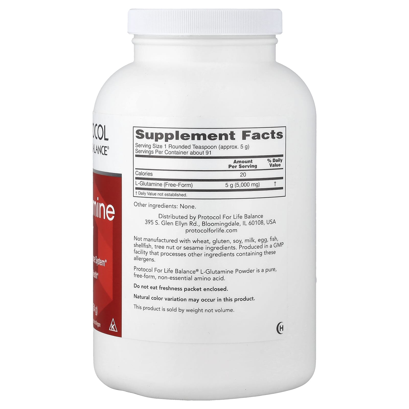Protocol for Life Balance L-Glutamina em Pó 454 g (1 lb) - Imagem 2