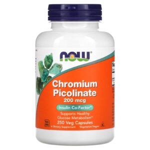 NOW Foods Picolinato de Cromo 200 mcg 250 Cápsulas Vegetais