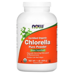 NOW Foods Chlorella Orgânica Certificada Pó Puro 454 g (1 lb)