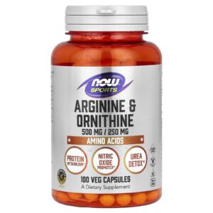 NOW Foods Sports Arginine & Ornitine 100 Cápsulas Vegetais