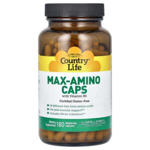 Country Life Max-Amino Cápsulas Com Vitamina B-6 180 Cápsulas Vegetais