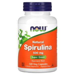 NOW Foods Espirulina Natural 500 mg 120 Cápsulas Vegetais