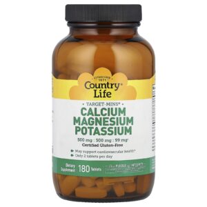 Country Life Alvo Mins Cálcio Magnésio Potássio 180 Comprimidos