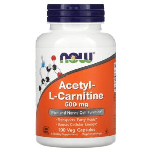 NOW Foods, Acetil-L-Carnitina, 500 mg, 100 Cápsulas Vegetais