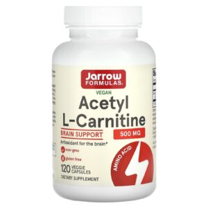 Jarrow Formulas Acetil L-Carnitina Vegana 500 mg 120 Cápsulas Vegetais