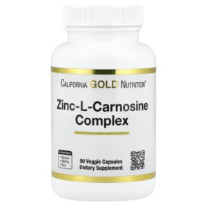 California Gold Nutrition, Complexo de Zinco-L-Carnosina, 90 Cápsulas Vegetais