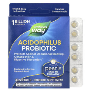 Natures Way Pérolas de Probióticos Acidophilus 1 Bilhão de UFCs 30 Cápsulas Softgel