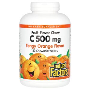 Natural Factors Cápsula Mastigável de Vitamina C com Sabor de Frutas Laranja Picante 500 mg 180 Wafers Mastigáveis