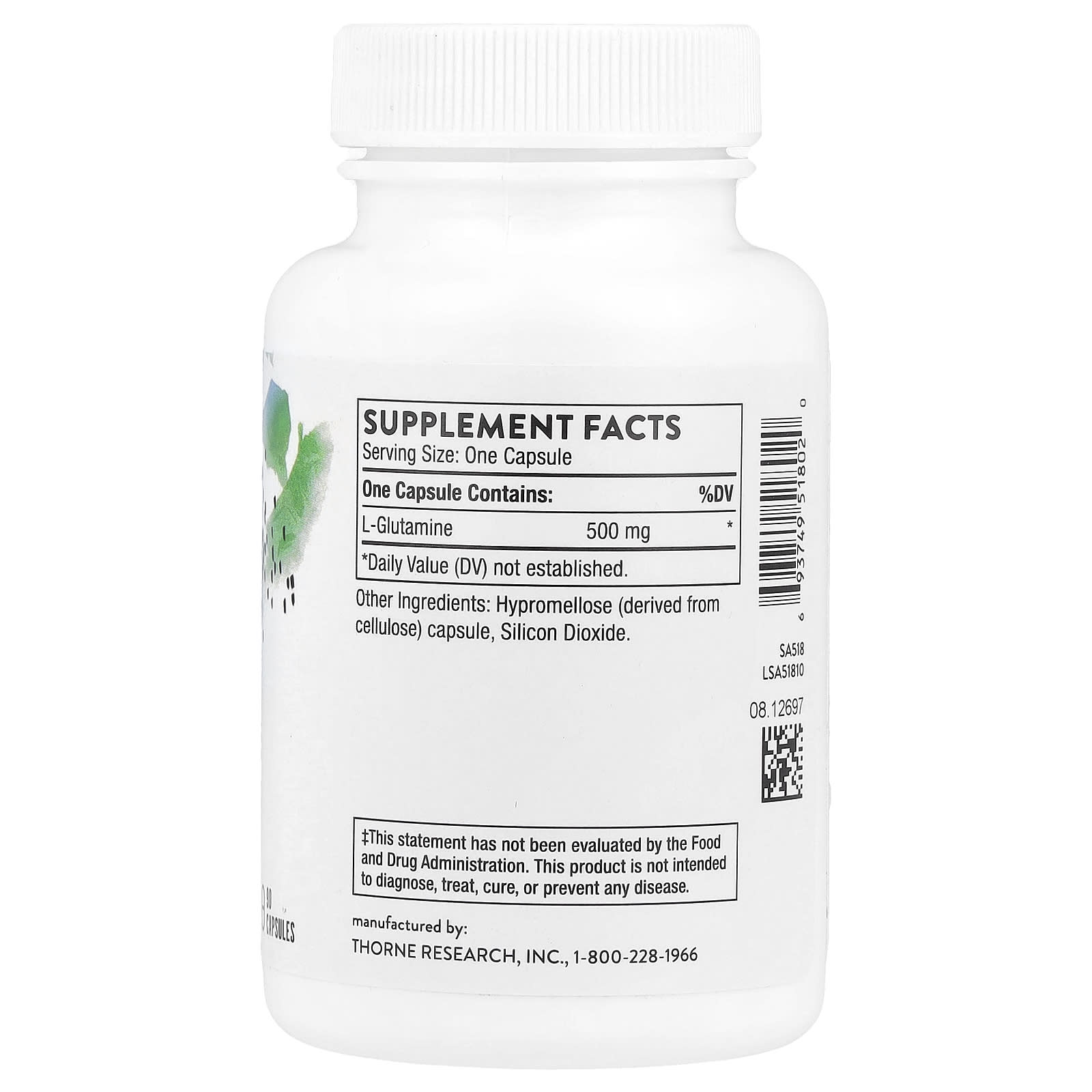 Thorne, L-glutamina, 90 Cápsulas (500 mg por Cápsula) - Imagem 2
