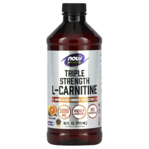 NOW Foods, Esportes, Líquido de L-Carnitina de Tripla Potência, Sabor Cítrico, 3.000 mg, 473 ml (16 fl oz)