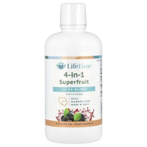 LifeTime Vitamins Lifes Basics Mistura de Suco de Superfrutas 4-em-1 Açaí Mangostim Noni e Goji frasco de 32 oz (946 ml)