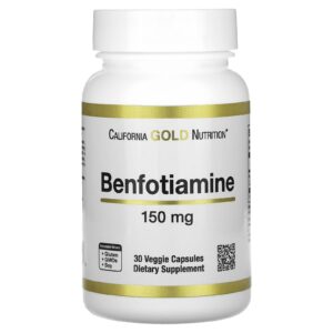 California Gold Nutrition, Benfotiamina com L-Leucina, 150 mg, 30 Cápsulas Vegetais