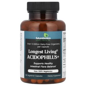 Futurebiotics Longest Living Acidophilus + 100 Cápsulas Vegetarianas