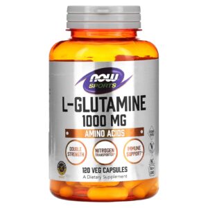 NOW Foods, Sports, L-Glutamina, 1.000 mg, 120 Cápsulas Vegetais