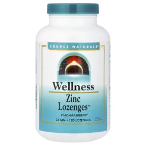Source Naturals Zinc Lozenges™ para Bem-Estar Pêssego-Framboesa 23 mg 120 Pastilhas