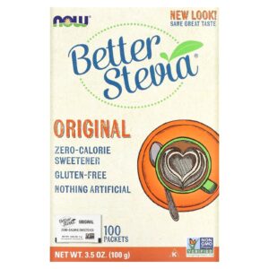 NOW Foods Better Stevia Adoçante com Zero Calorias Original 100 Pacotes 100 g (35 oz)
