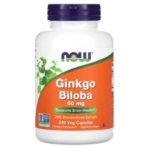 NOW Foods Ginkgo Biloba 60 mg 240 Cápsulas Vegetais