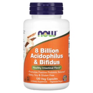 NOW Foods 8 Bilhões de Acidophilus e Bifidus 120 Cápsulas Vegetais