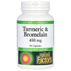 Natural Factors Cúrcuma e Bromelaína 450 mg 90 cápsulas