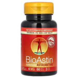 Nutrex Hawaii BioAstin Astaxantina Havaiana 4 mg 60 Cápsulas Softgel