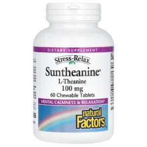 Natural Factors Stress-Relax Suntheanine L-Theanine 100 mg 60 Comprimidos Mastigáveis