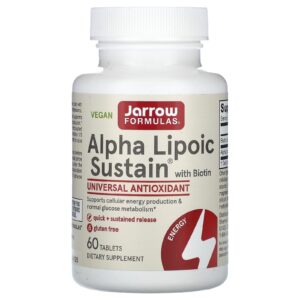 Jarrow Formulas Alpha Lipoic Sustain com Biotina 300 mg 60 Comprimidos