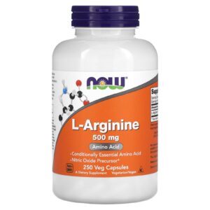 NOW Foods, L-Arginina, 500 mg, 250 Cápsulas Vegetais