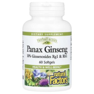 Natural Factors HerbalFactors Panax ginseng 100 mg 60 Cápsulas Softgel