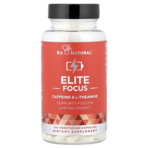 Eu Natural, Elite Focus, Cafeína e L-Theanine, 120 Cápsulas Vegetarianas