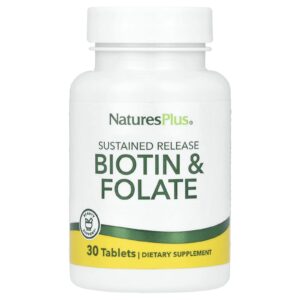 NaturesPlus Biotina e Folato de Liberação Gradual 30 Comprimidos