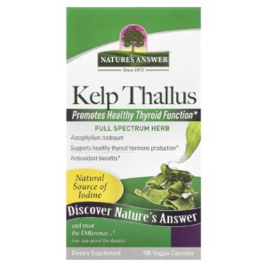 Natures Answer Kelp Thallus 100 Cápsulas Vegetais (250 mg por Cápsula)
