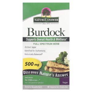 Natures Answer Bardana Erva de Espectro Completo 500 mg 90 Cápsulas Vegetarianas