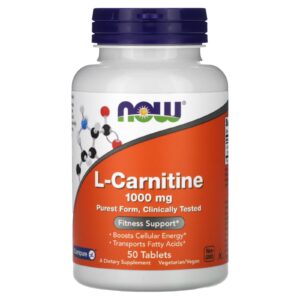 NOW Foods, L-Carnitina, 1.000 mg, 50 Comprimidos