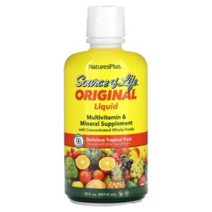 NaturesPlus Source of Life Suplemento Mineral e Multivitamínico Líquido Frutas Tropicais 88710 ml (30 fl oz)