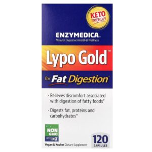 Enzymedica Lypo Gold Para Digestão de Gorduras 120 Cápsulas