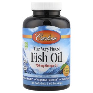 Carlson The Very Finest Fish Oil Laranja Natural 700 mg 120 Cápsulas Softgel (350 mg por Cápsula Softgel)