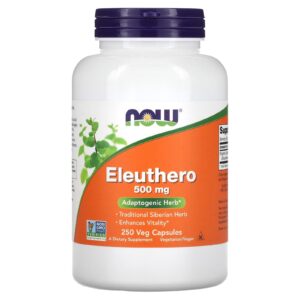 NOW Foods Eleuthero 500 mg 250 Cápsulas Vegetais