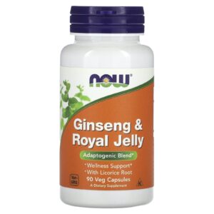 NOW Foods Ginseng e Geleia Real 90 Cápsulas Vegetais