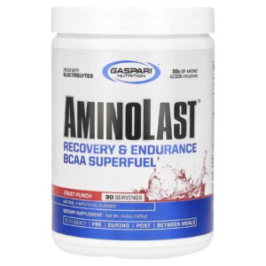 Gaspari Nutrition Aminolast® BCAA Supercombustível de Recuperação e Resistência Ponche de Frutas 420 g (148 oz)