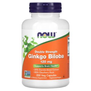 NOW Foods Ginkgo biloba 120 mg 200 Cápsulas Vegetais