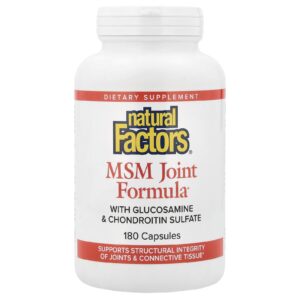 Natural Factors MSM Joint Formula com Glucosamina e Sulfato de Condroitina 180 Cápsulas