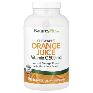 NaturesPlus Suco de Laranja Mastigável Vitamina C Laranja Natural 180 Comprimidos
