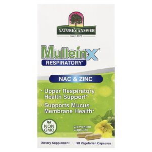 Natures Answer MulleinX® Respiratório NAC e Zinco 90 Cápsulas Vegetarianas