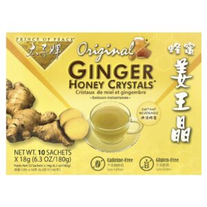 Prince of Peace Cristais de Gengibre e Mel Originais 10 Sachês (18 g) Cada