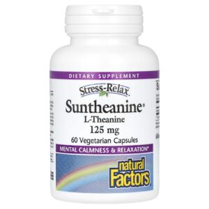 Natural Factors, Stress-Relax, Suntheanine, L-Theanine, 60 Cápsulas Vegetarianas (125 mg por Cápsula)