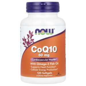 NOW Foods CoQ10 com Óleo de Peixe Ômega-3 60 mg 120 Cápsulas Softgel