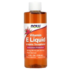 NOW Foods Vitamina E Líquida Dextroalfatocoferol 60 mg (90 UI) 118 ml (4 fl oz)