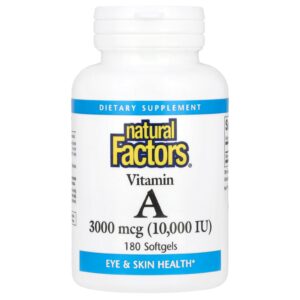 Natural Factors Vitamina A 3000 mcg (10.000 UI) 180 Cápsulas Softgel