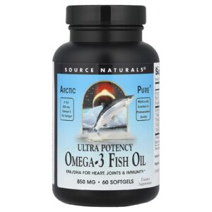 Source Naturals Arctic Pure® Óleo de Peixe Ômega-3 de Ultrapotência 850 mg 60 Cápsulas Softgel