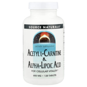 Source Naturals Acetil L-Carnitina e Ácido Alfa-Lipoico 650 mg 120 Comprimidos